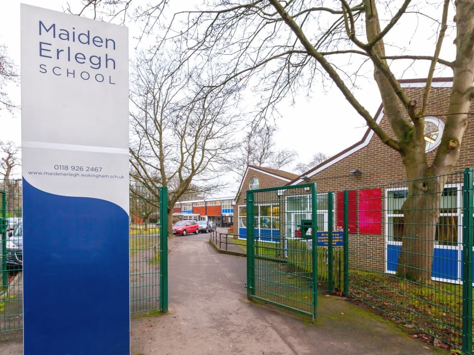 Front entrance of Maiden Erlegh school