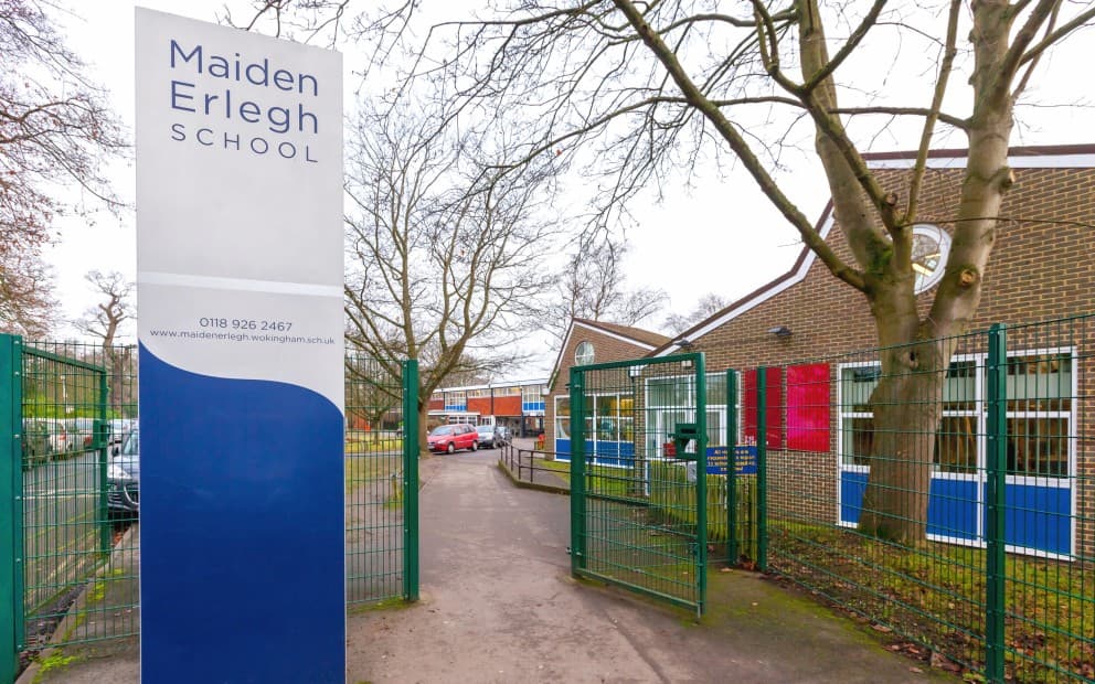 Front entrance of Maiden Erlegh school
