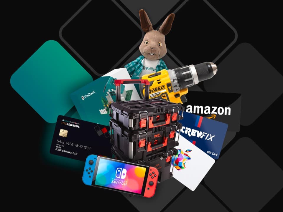 A range of gift cards, tools, a Nintendo switch and a toy hare.