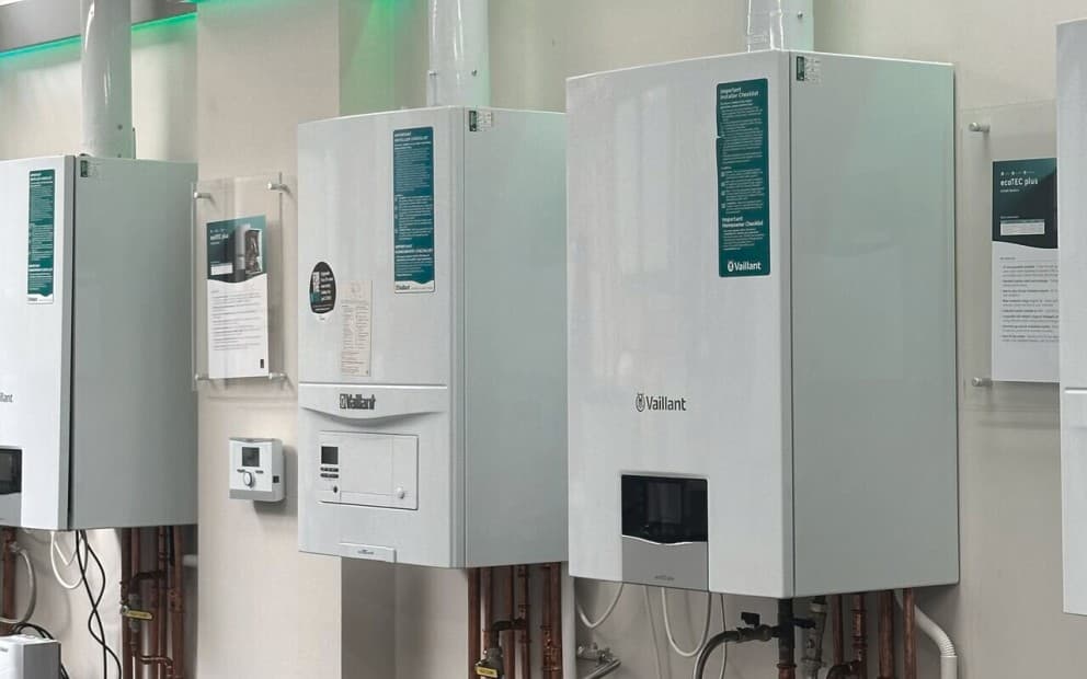 Row of boilers on a wall