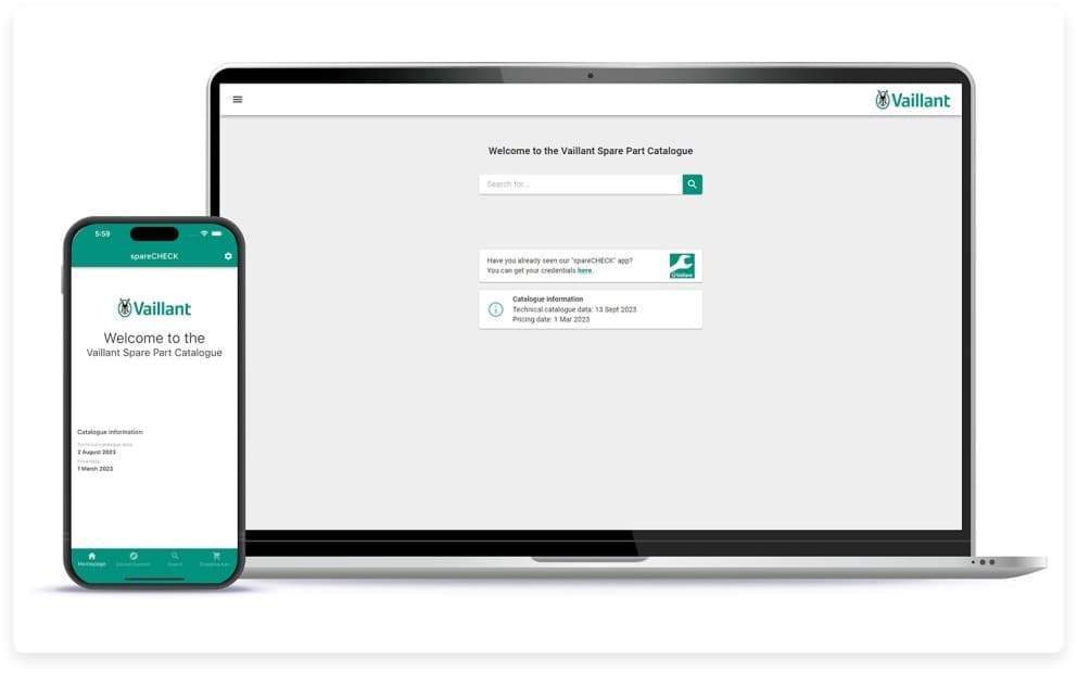 Spare Parts Catalogoue app on mobile and desktop