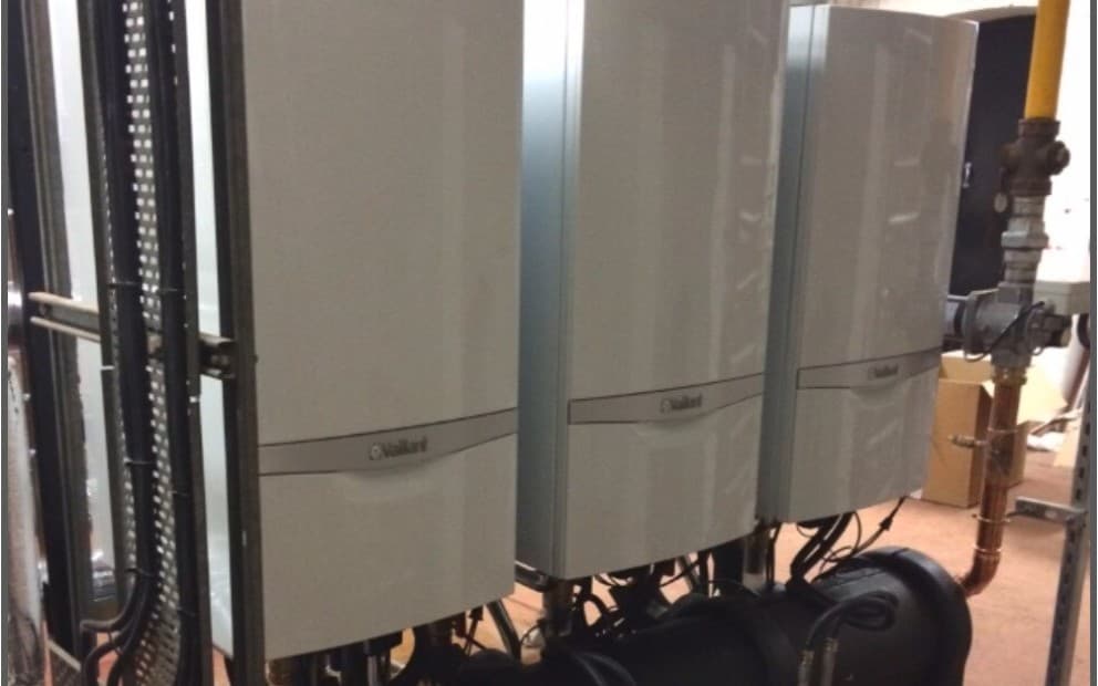 Three industrial boilers in a row