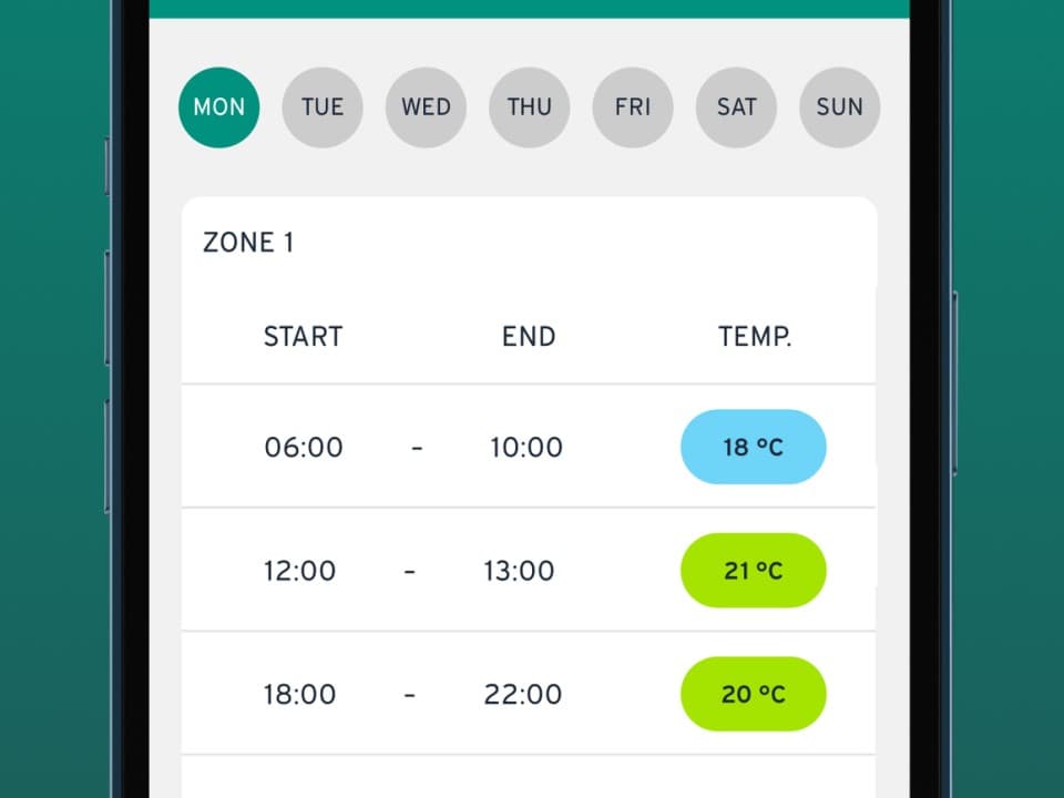 Time schedule settings in myVaillant Pro app