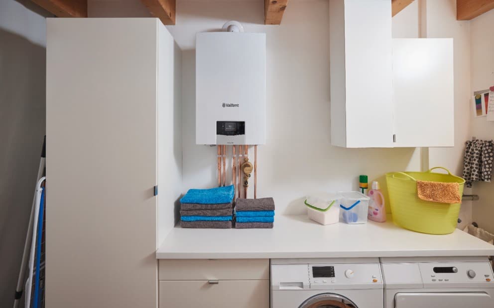 An ecoTEC plus boiler in a utility room